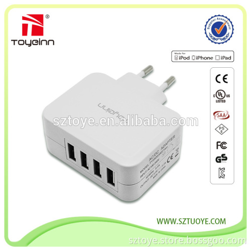 4 ports multi usb wall charger adapter 5v 5a usb charger